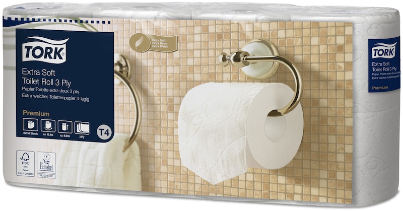 Tork Papier toilette rouleau traditionnel extra doux Premium - 3 plis, 110319, Papier toilette, Recharges
