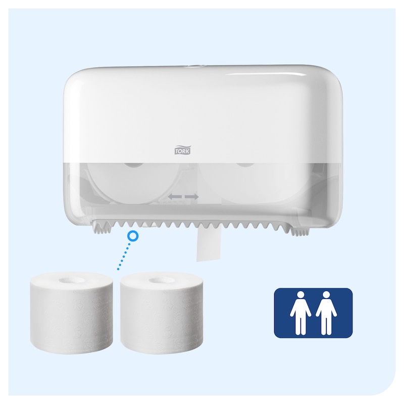 Produktbild von Tork Doppelrollenspender & Toilettenpapier Bundle