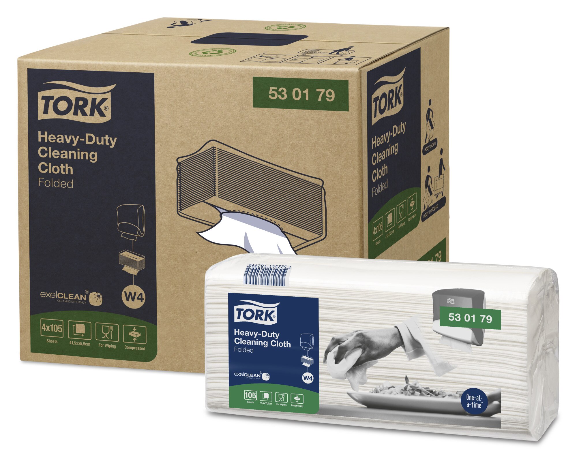 1 caja x 200 paños/color blanco Tork 530171 Paño de limpieza ultrarresistente Premium/Papel multiuso compatible con el sistema W7 