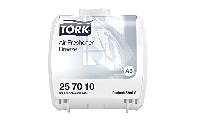 Refill med en etiket der viser Airfreshener Breeze