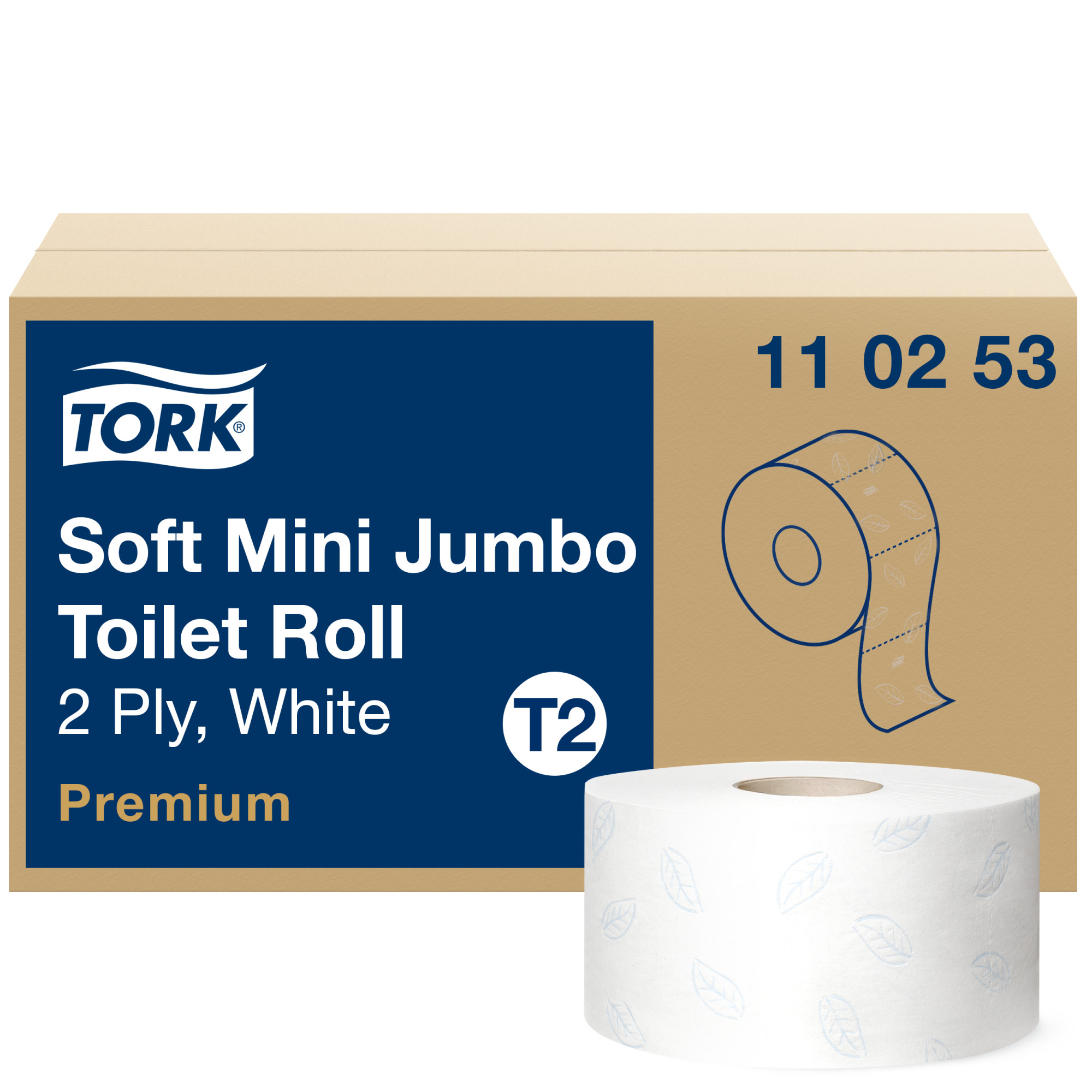 Miękki papier toaletowy Tork Mini Jumbo T2, biały