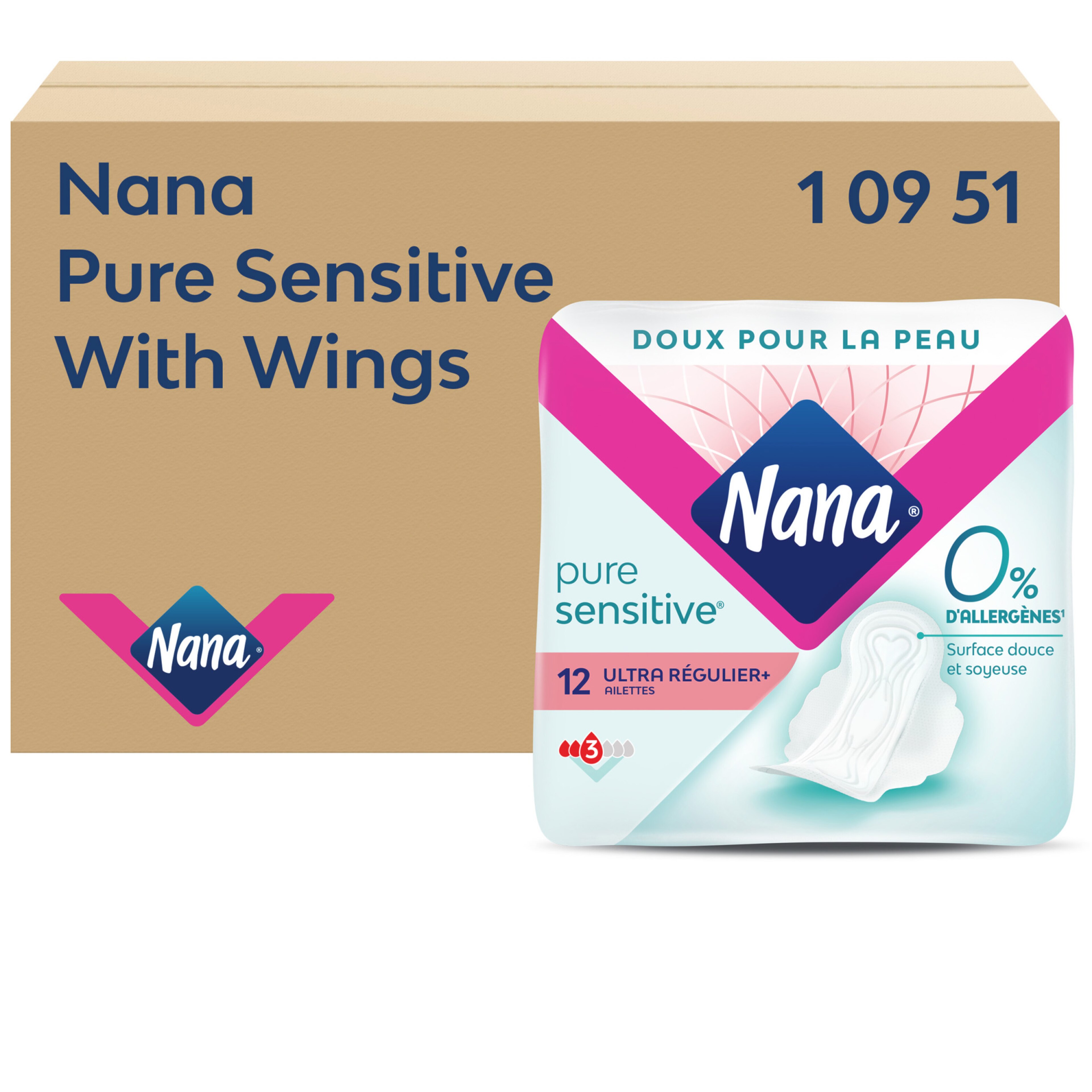 Nana Serviettes Pure Sensitive™ Ultra plus avec ailettes