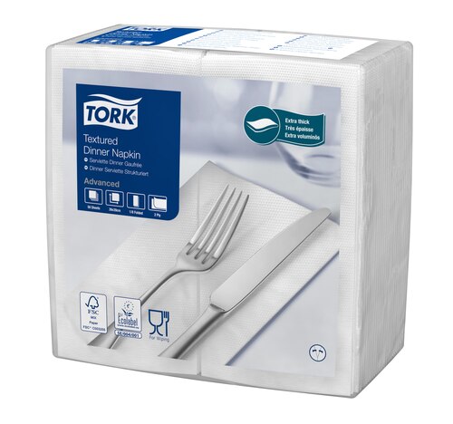 Tork Tovagliolo Dinner goffrato bianco (piegato in 8)