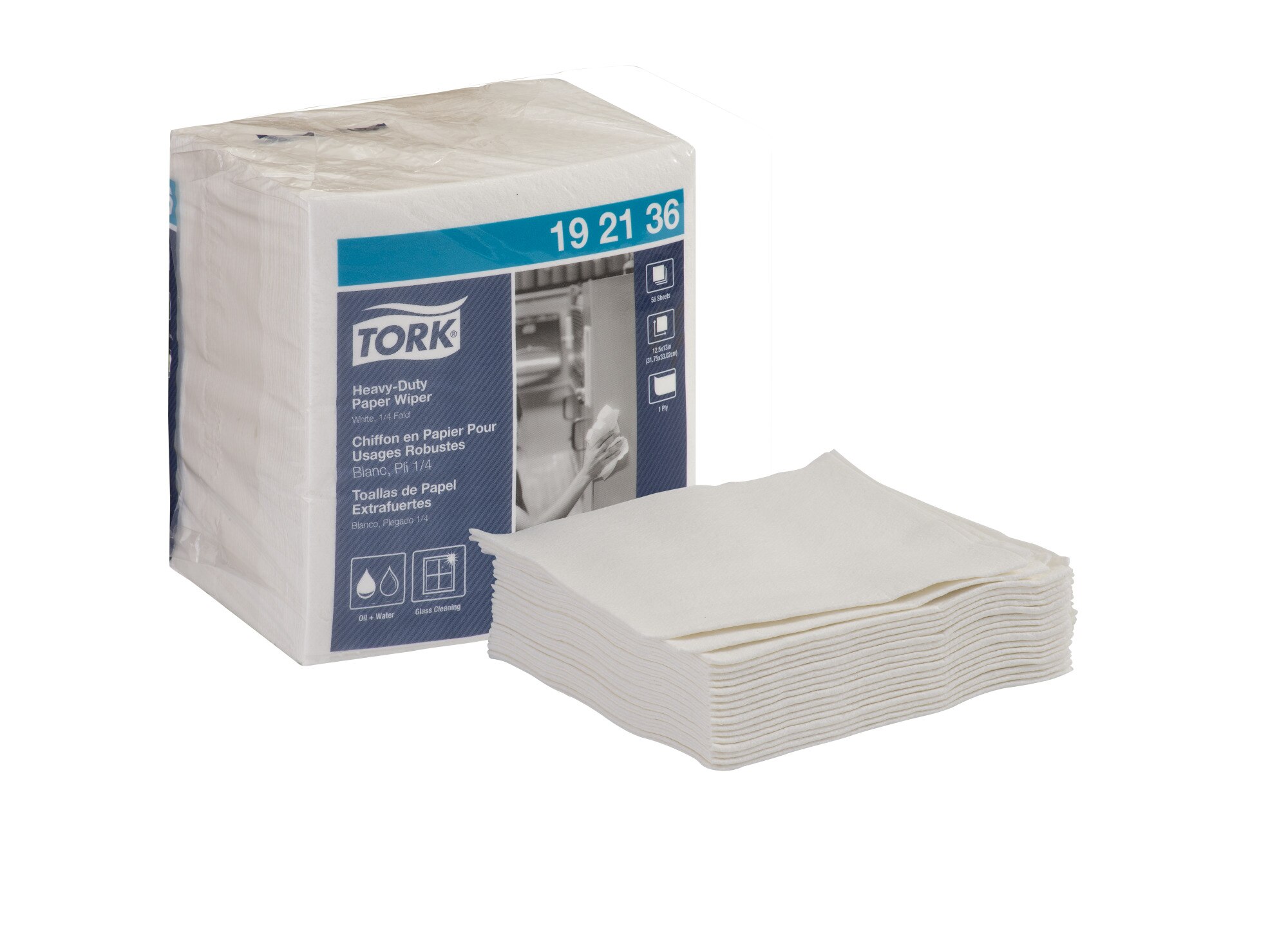 Tork Heavy-Duty Paper Wiper, 1/4 Fold | 192136 | Wipers and cloths