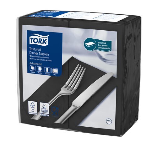 Tork Serviette de Table texturée, Noir pliage 1/8