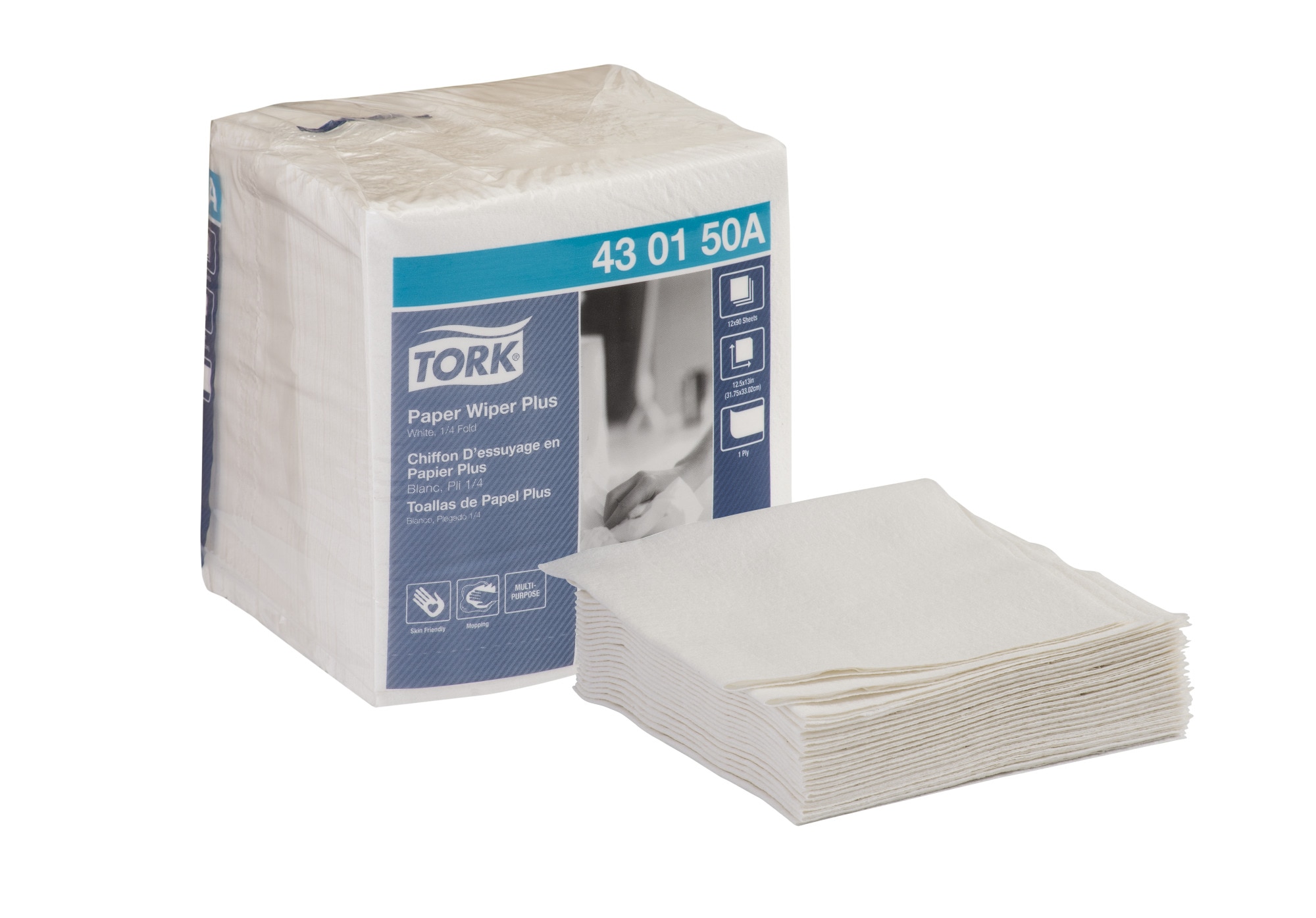 Tork Paper Wiper Plus, 1/4 Fold | 430150A | Wipers and cloths