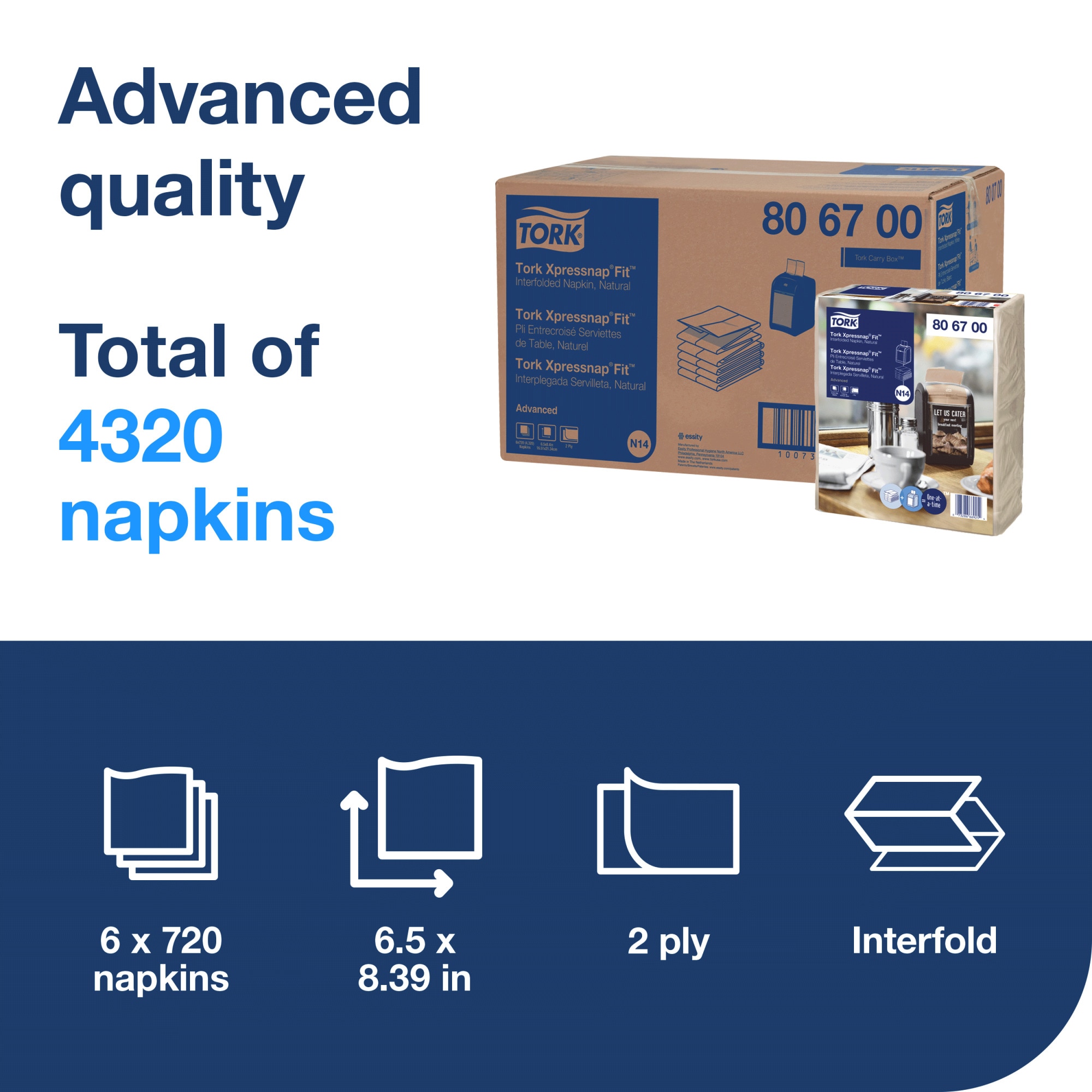Tork Xpressnap Fit® Natural Dispenser Napkin