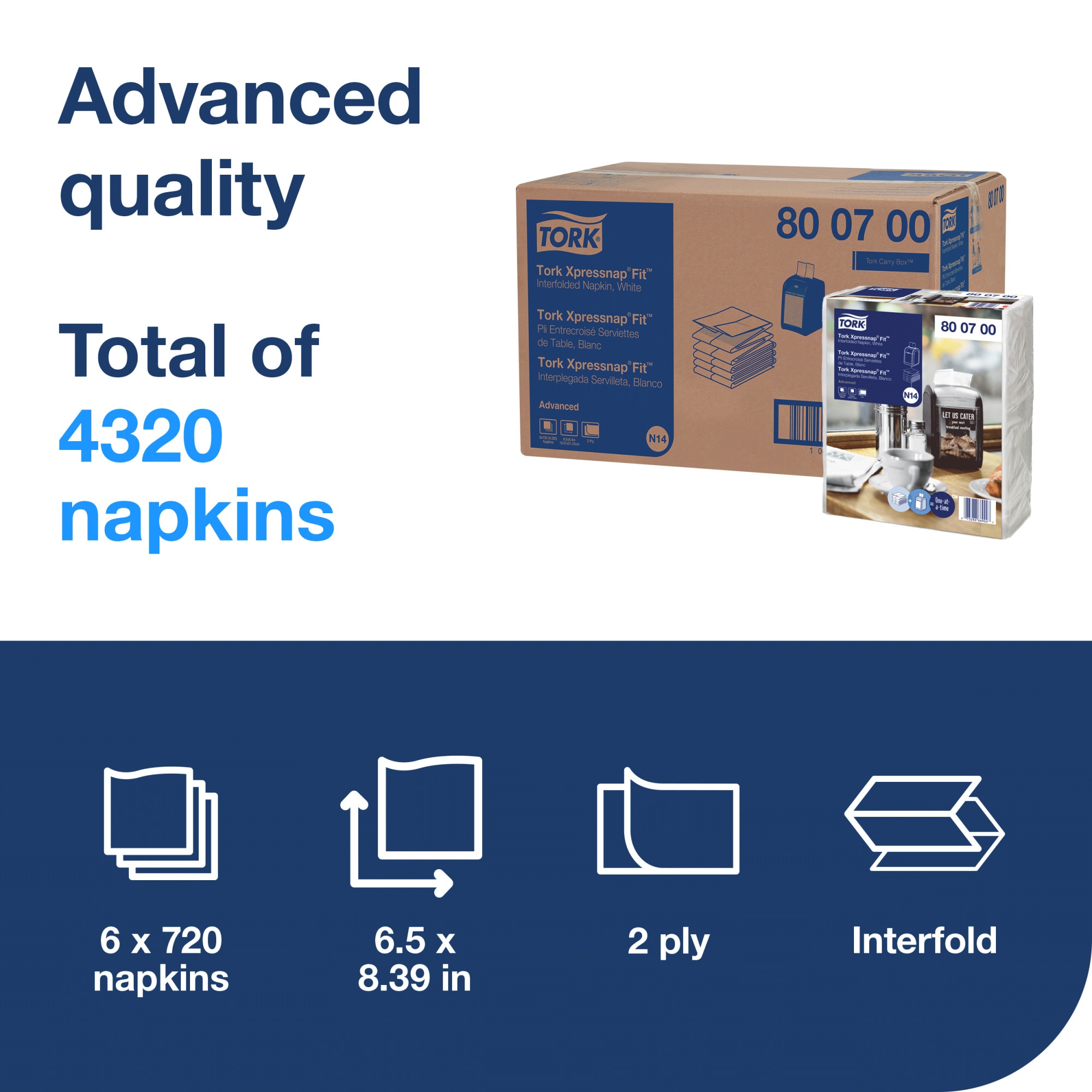 Tork Xpressnap Fit® White Dispenser Napkin Tork Xpressnap Fit® White Dispenser Napkin