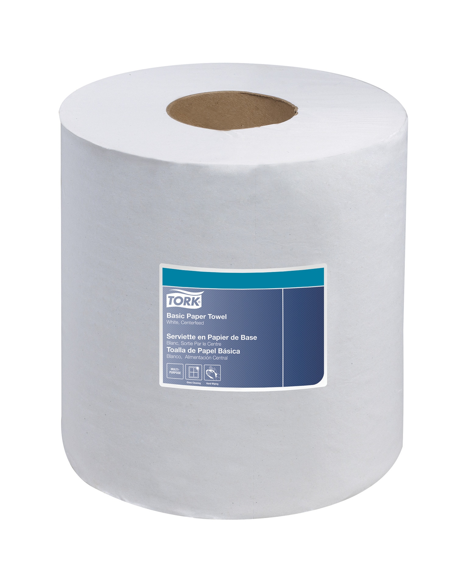 6 x Tork Basic Paper Centrefeed White Towel Rolls for M2 System 6x150m 2-PLY 