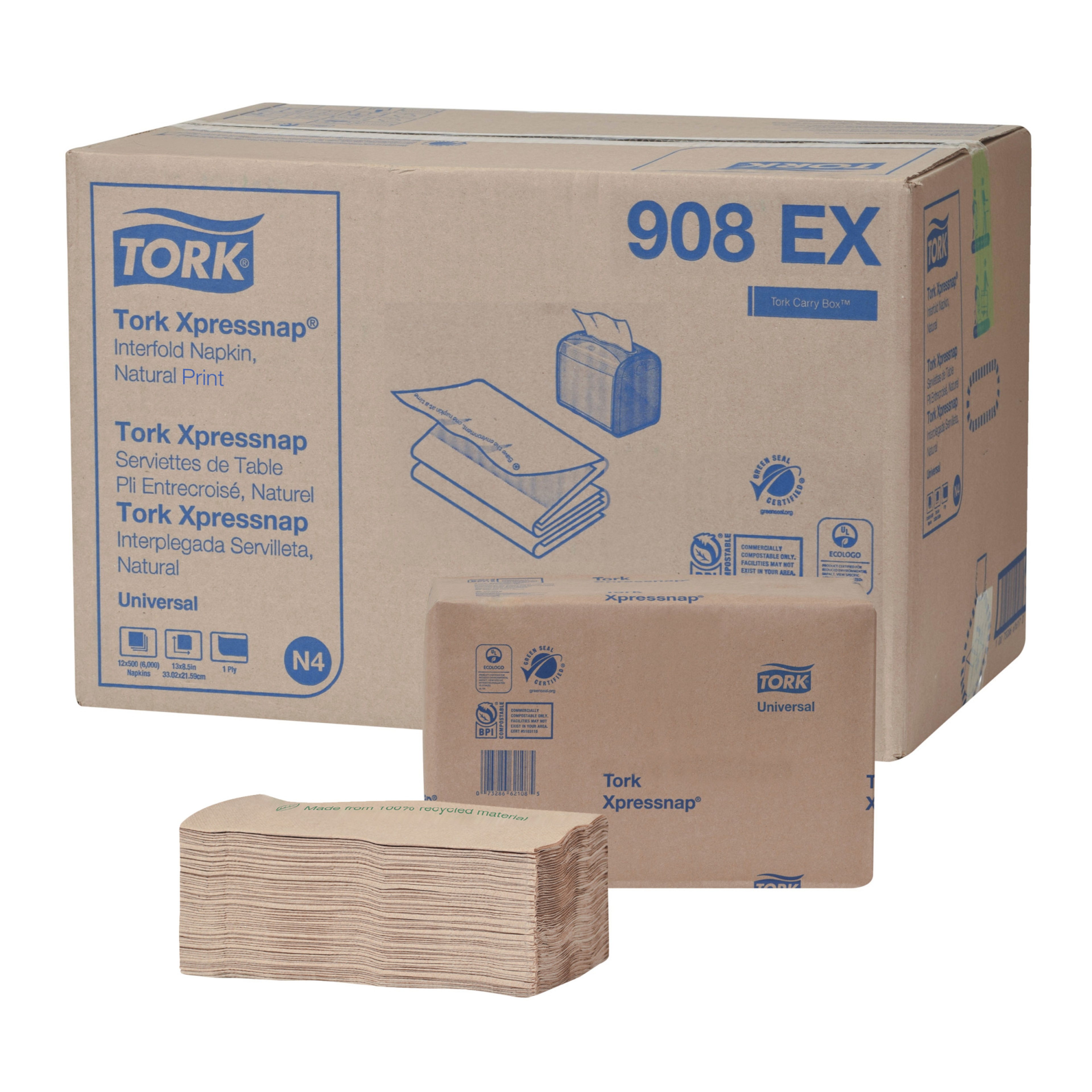 Tork Xpressnap® Natural Environmental Print Dispenser Napkin N4