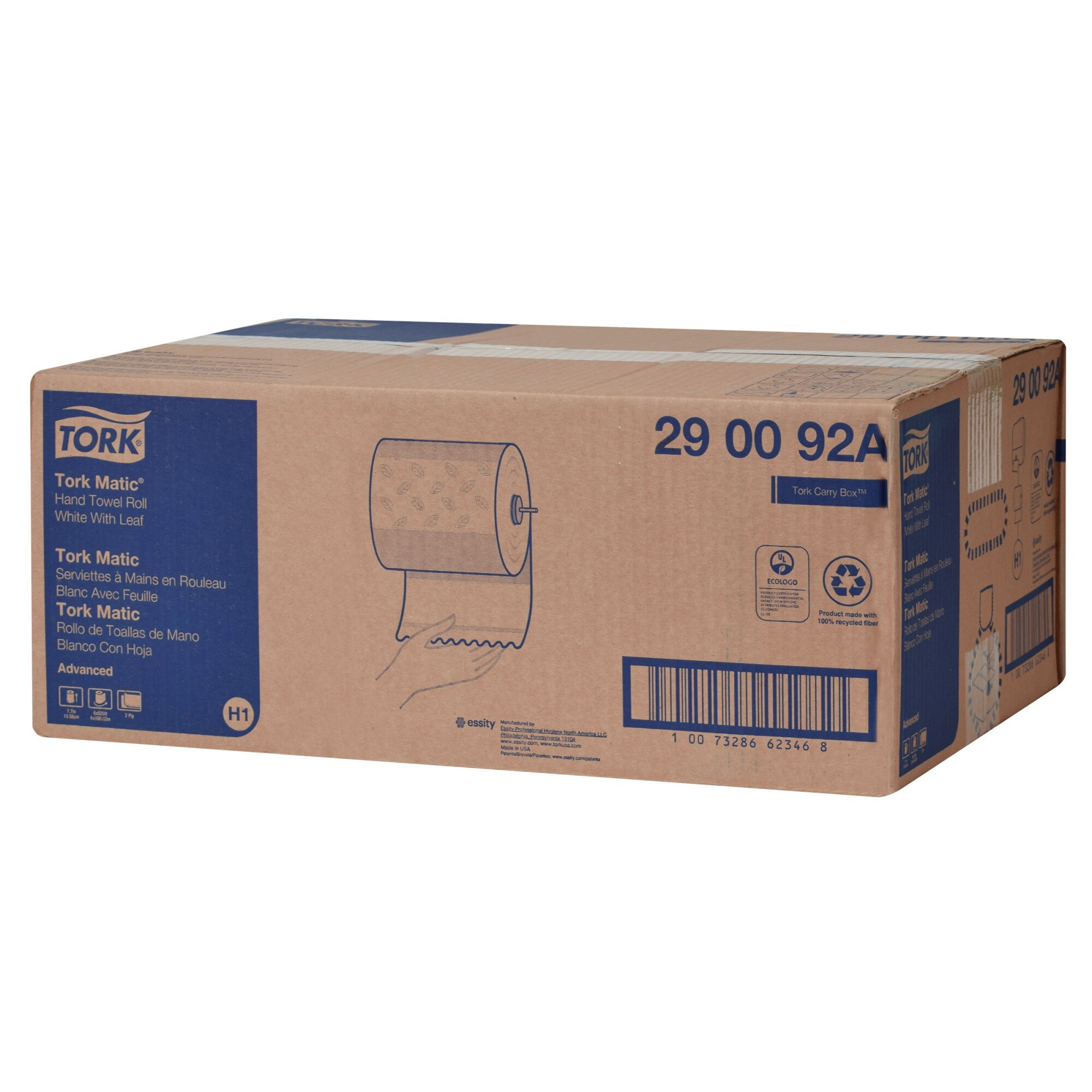 Tork Matic® Hand Towel Roll White with Gray Leaf H1