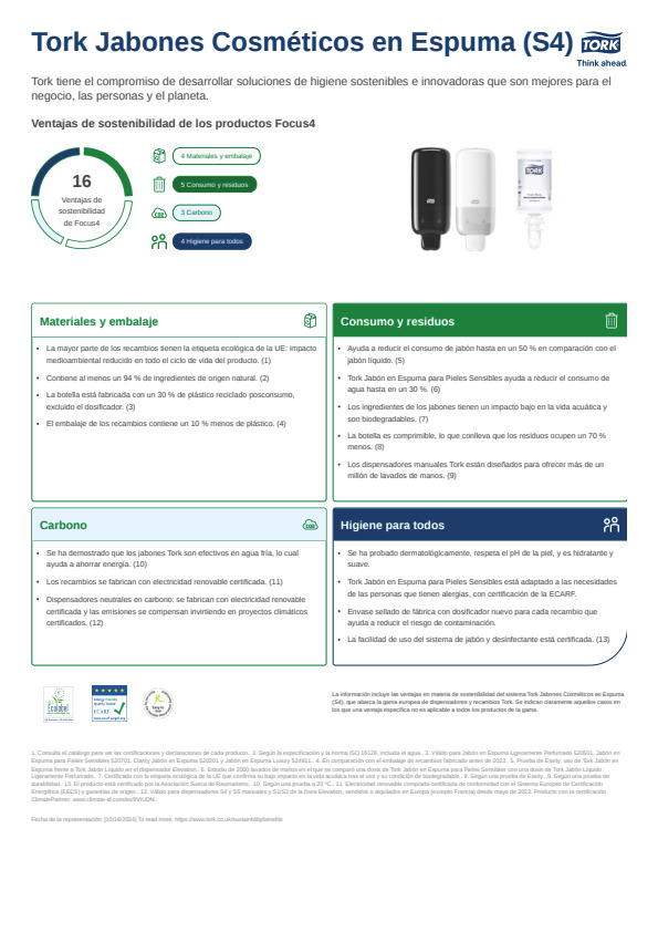 Ficha técnica de producto sostenibilidad