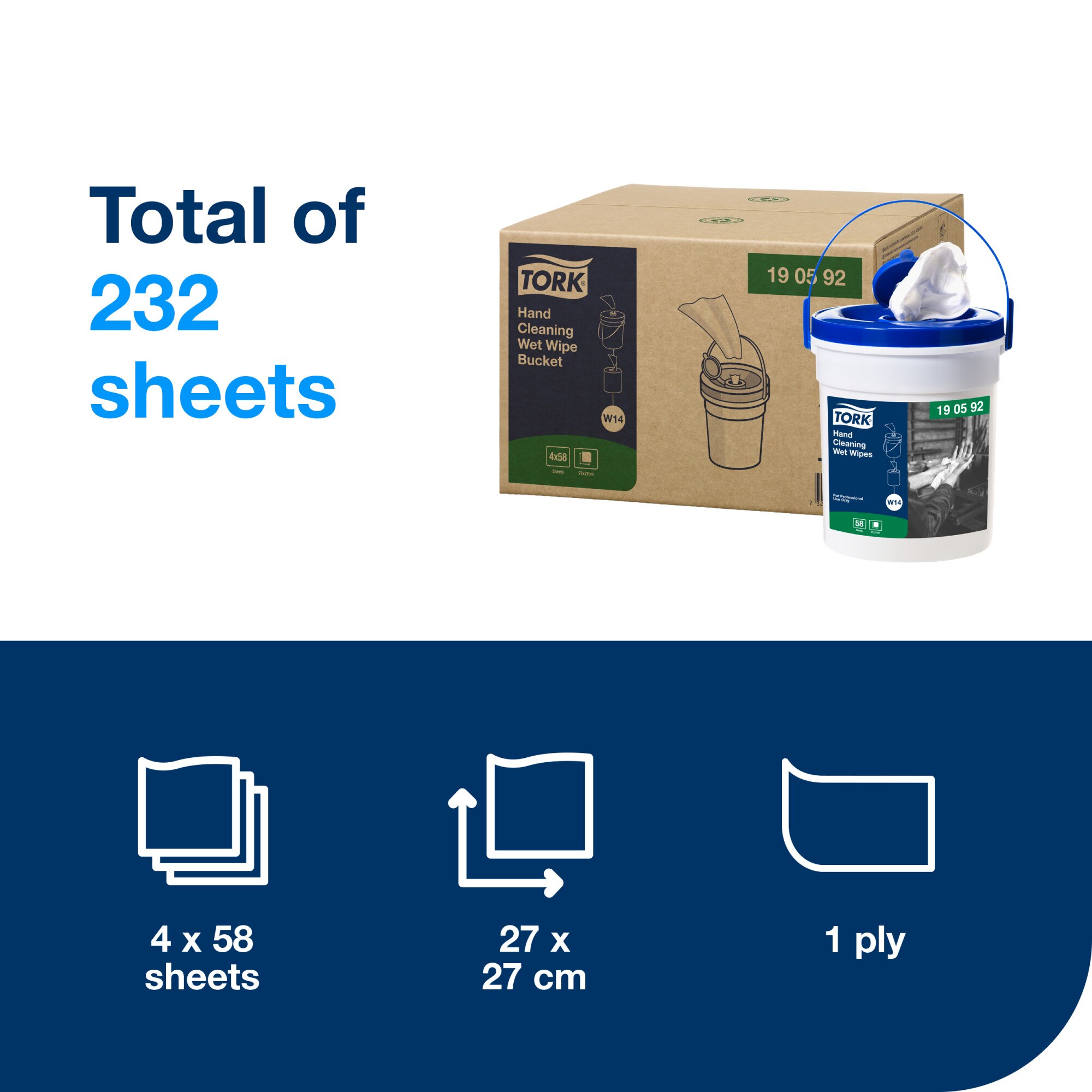 Tork Hand Cleaning Wet Wipe Bucket White W14