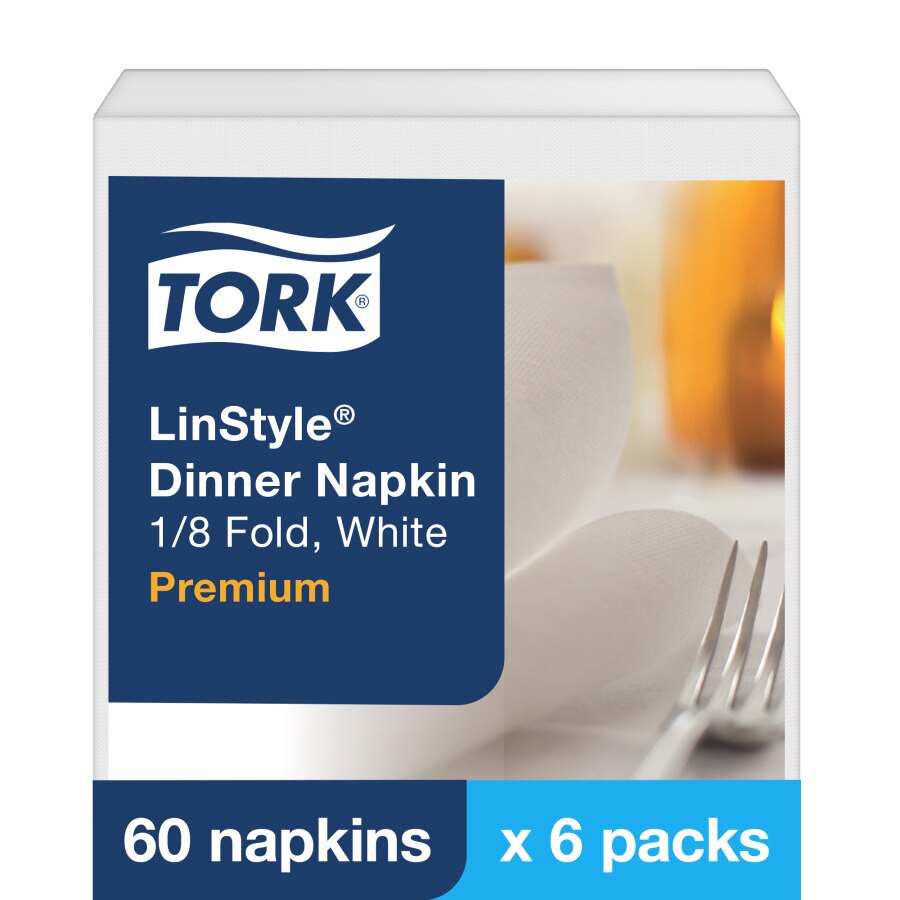 Tork Premium LinStyle® White Dinner Napkin, 1/8 Fold