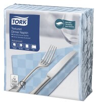 „Tork“ šviesiai mėlynos vakarienės servetėlės su iškiliuoju raštu