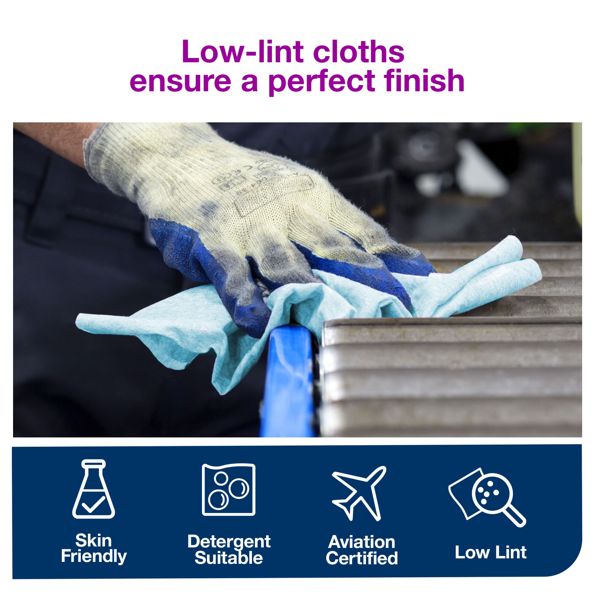 Tork Low-Lint Cleaning Cloth Turquoise W24 Tork Low-Lint Cleaning Cloth Turquoise W24