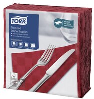 „Tork“ tamsiai raudonos vakarienės servetėlės su iškiliuoju raštu