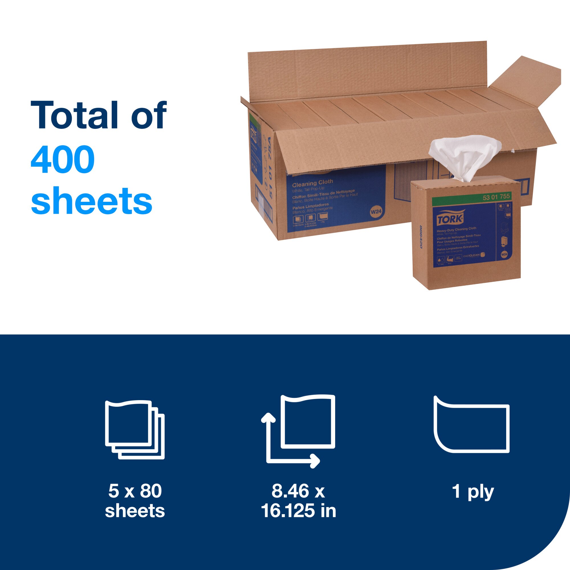 Tork Heavy-Duty Cleaning Cloth, Pop-Up Box