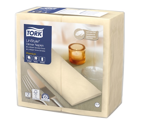 Tork Premium Linstyle® Cream Dinner Napkin 1/8 Folded