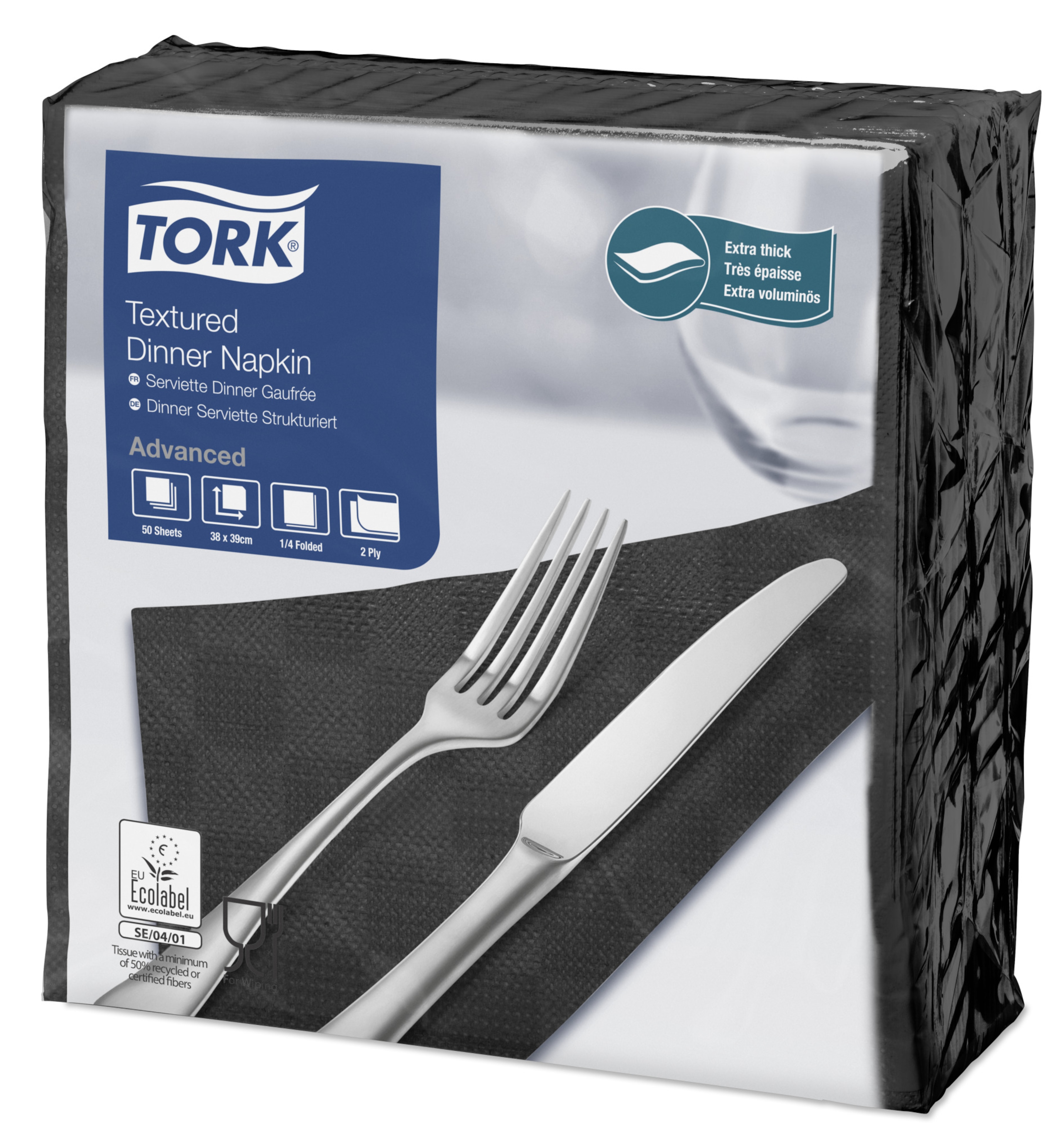 Tork Serviette de Table texturée, Noir