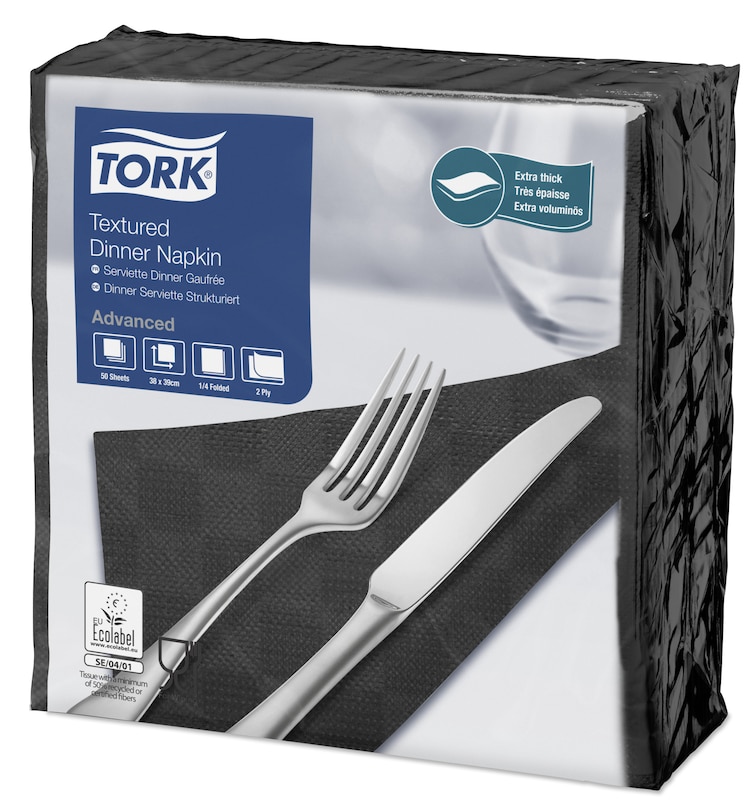Tork Textured Black Dinner Napkin