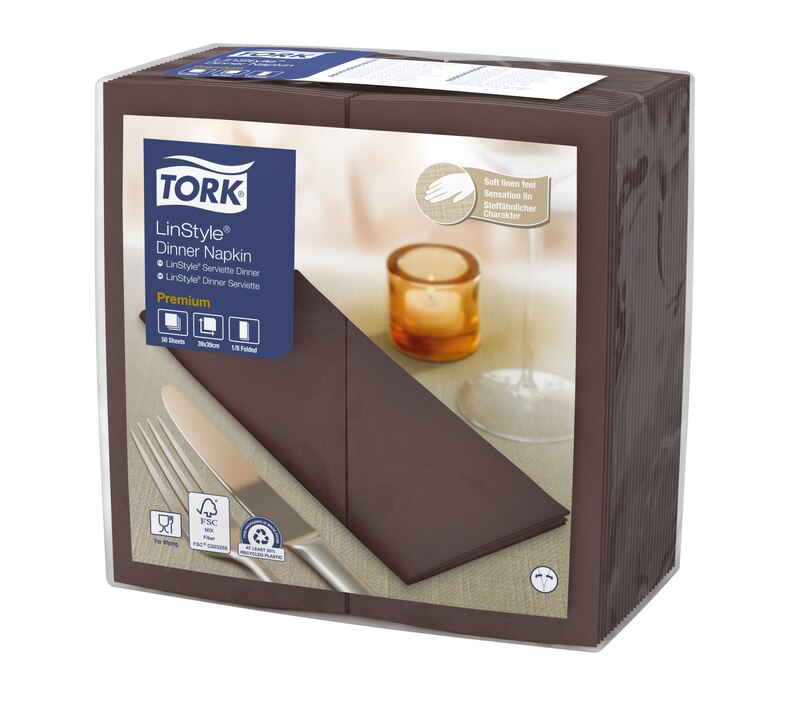 Tork Premium Linstyle® Cocoa Dinner Napkin 1/8 Folded