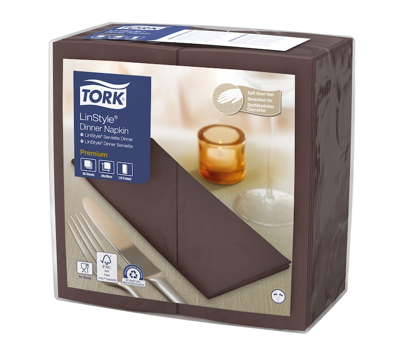 Tork Premium LinStyle® Cocoa Dinner Napkin 1/8 Folded