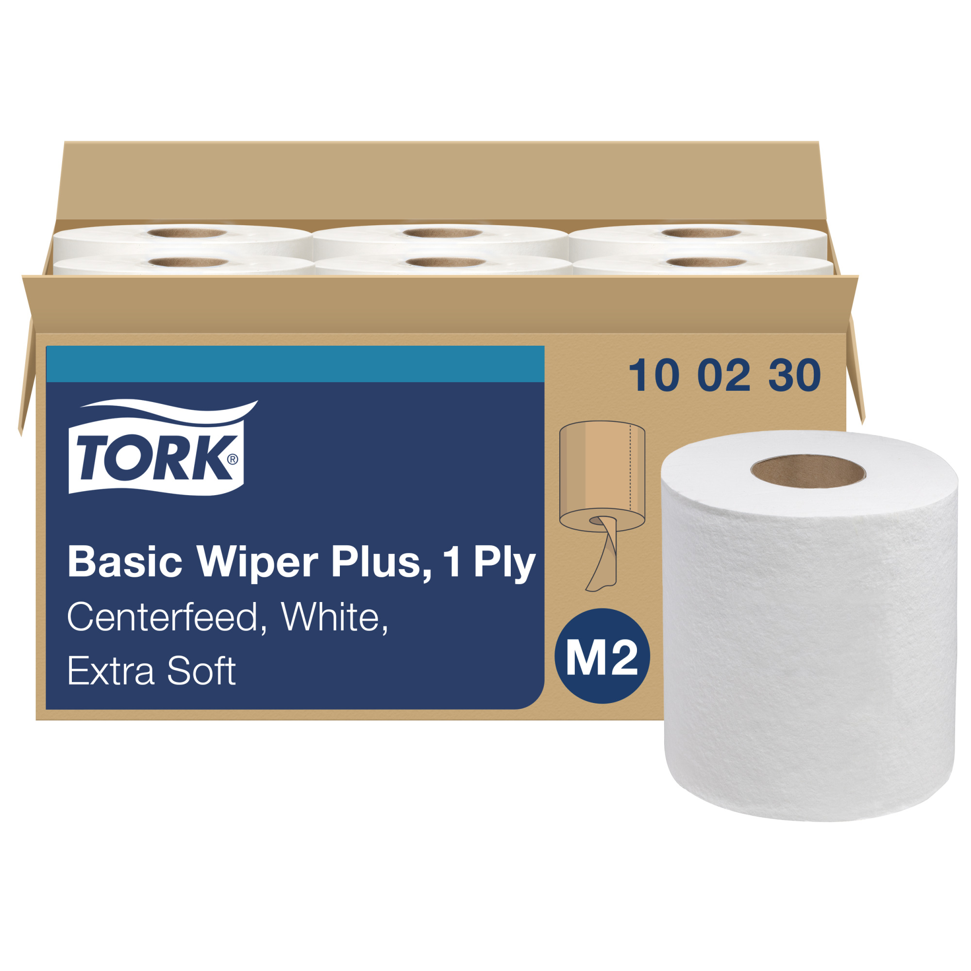 Lingettes en papier Tork à dévidage central, Blanc M2