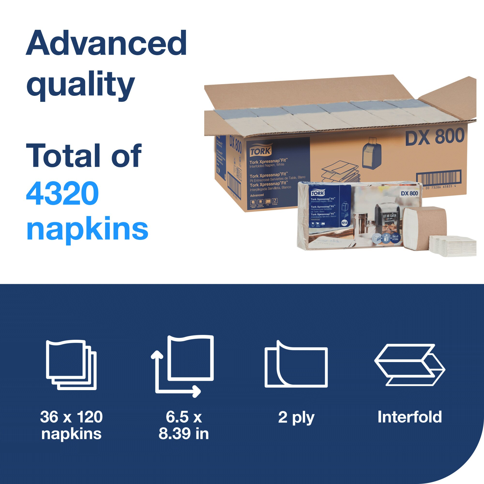 Tork Xpressnap Fit® White Dispenser Napkin N14