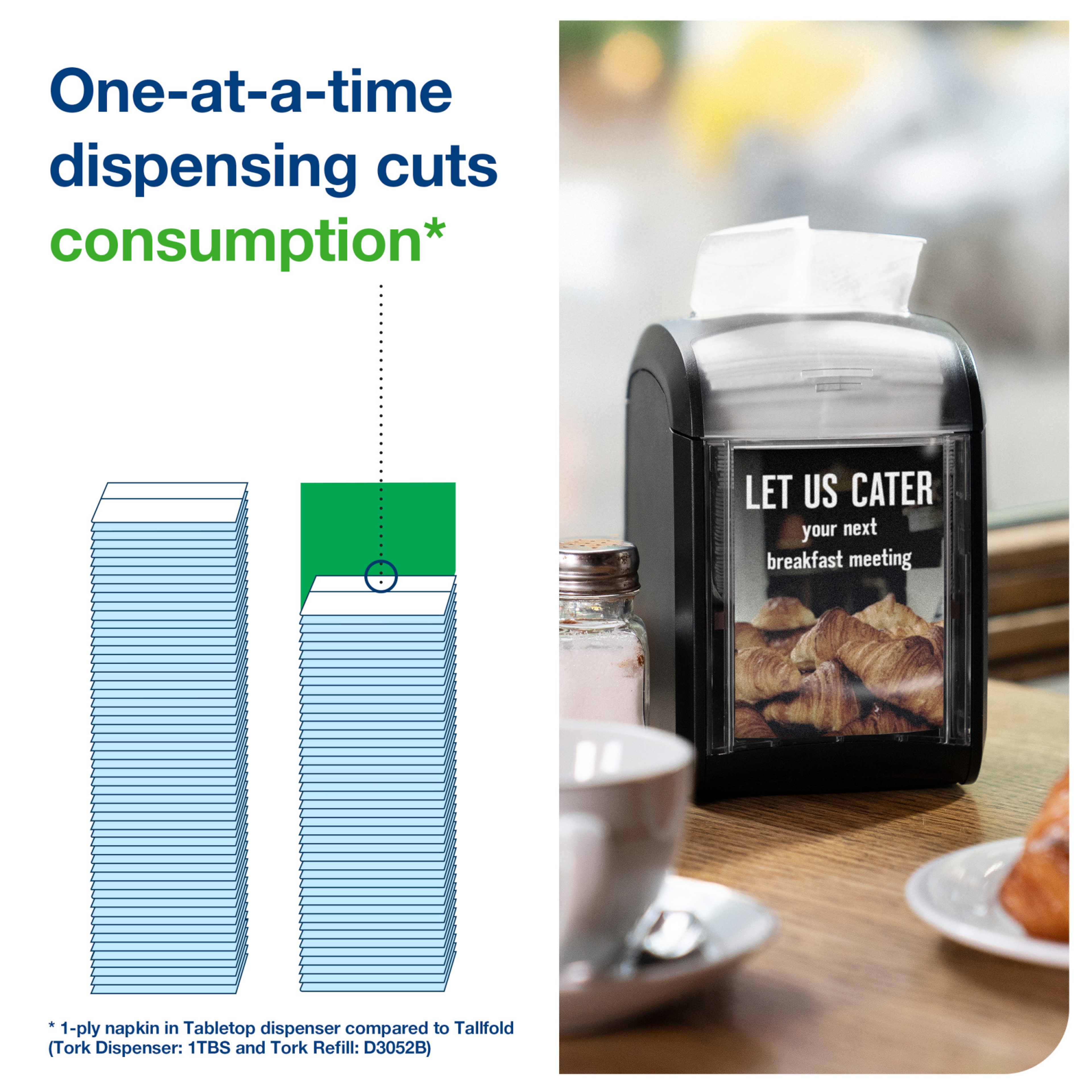 Tork Xpressnap Fit Tabletop Napkin Dispenser Starter Pack, 800723, N14 Including 2 Napkin Bundles