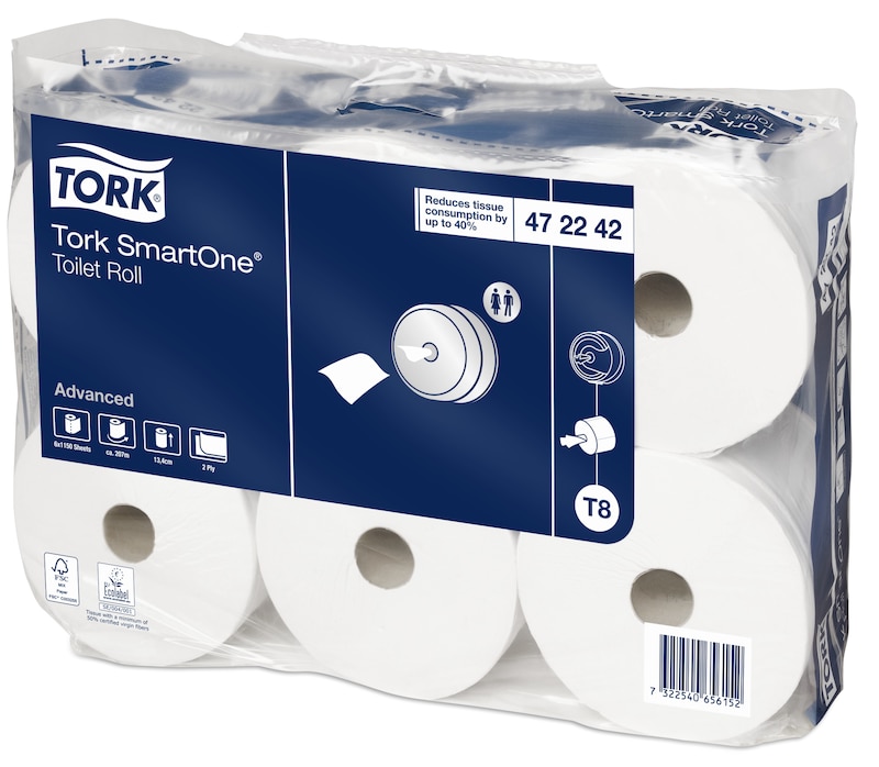 Papier toilette Tork rouleau feuille à feuille SmartOne 