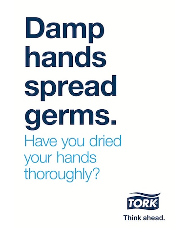 Damp hands spread germs poster thumbnail