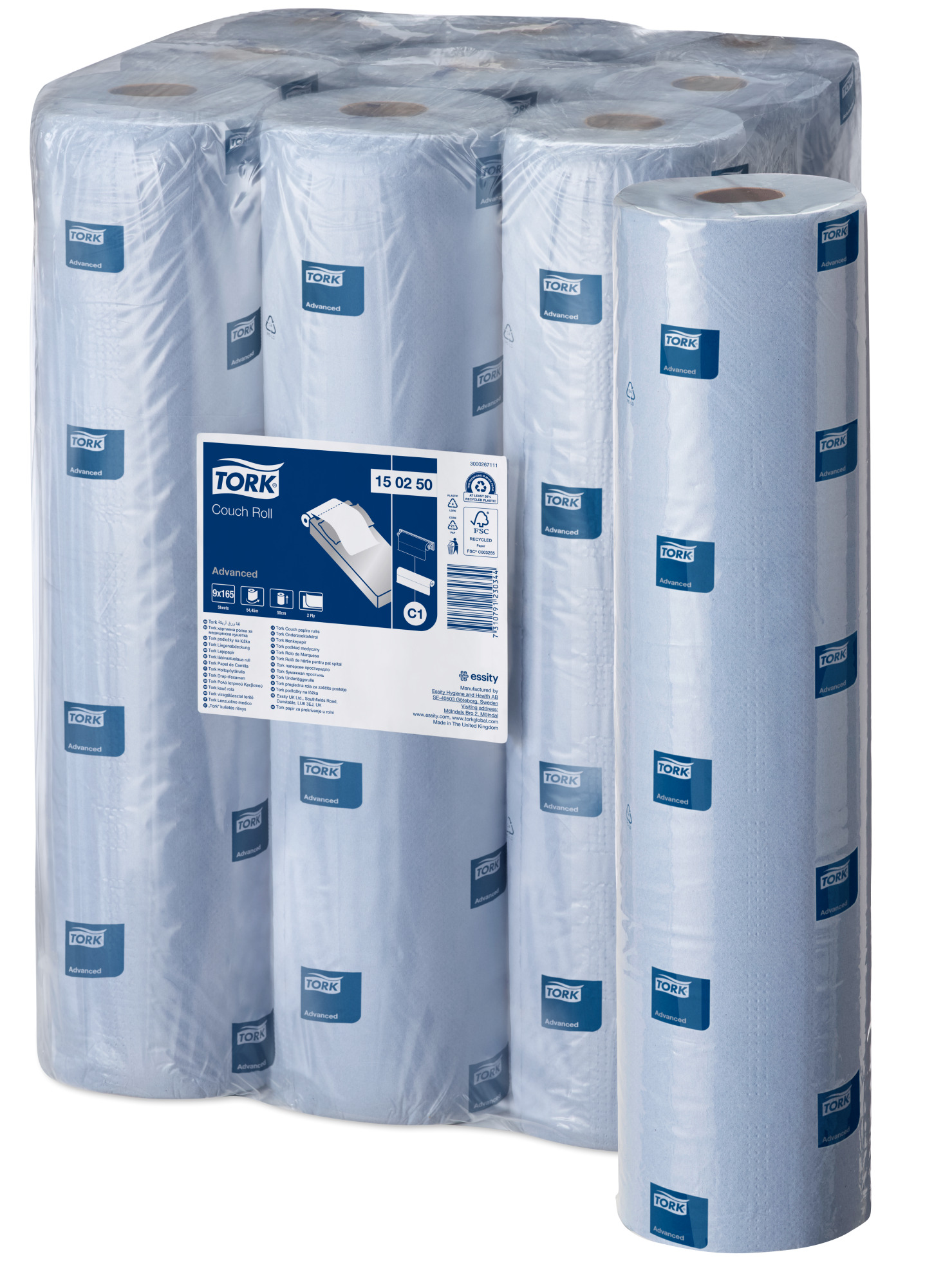 Tork Perforated Couch Roll Blue C1