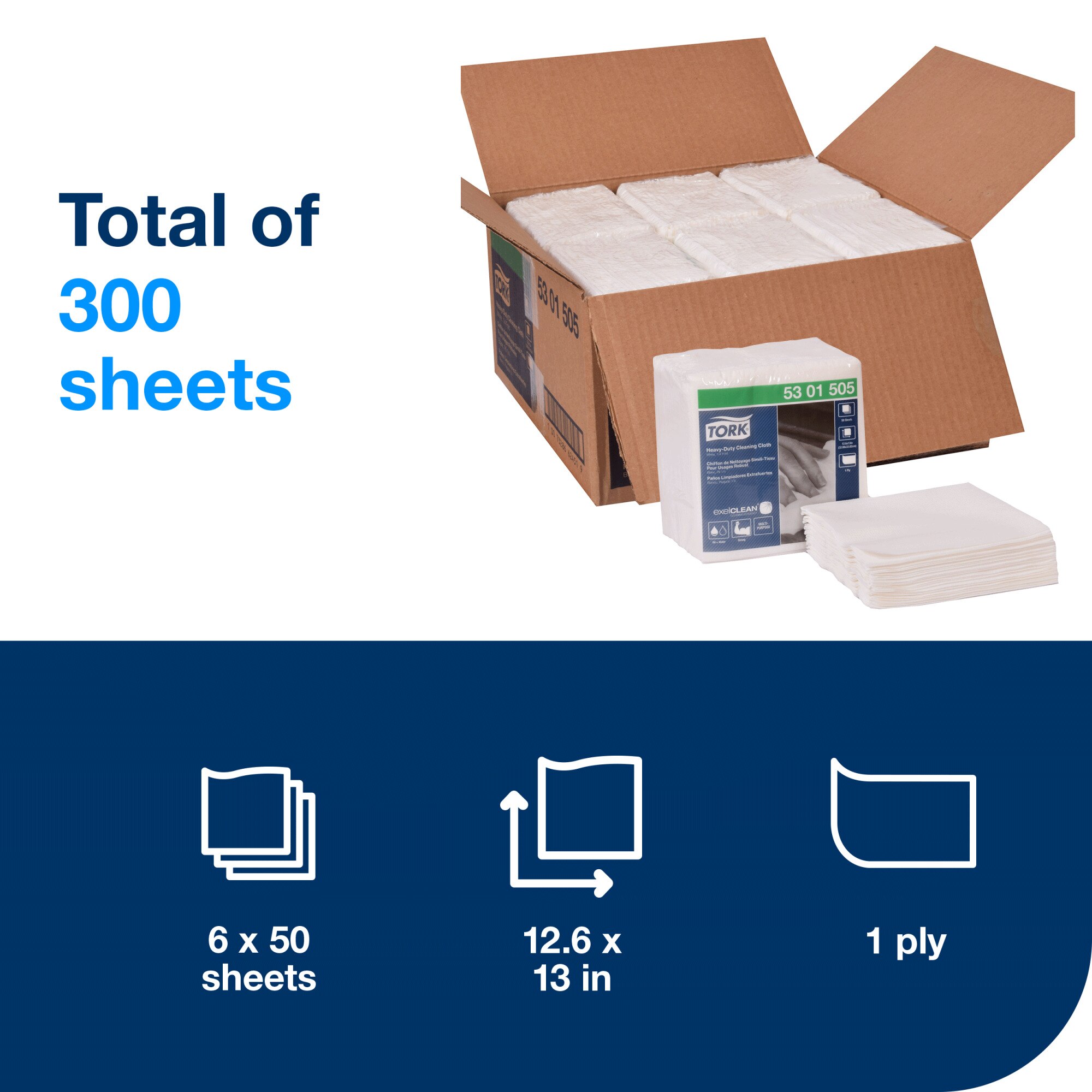 Tork Heavy-Duty Cleaning Cloth, 1/4 Fold