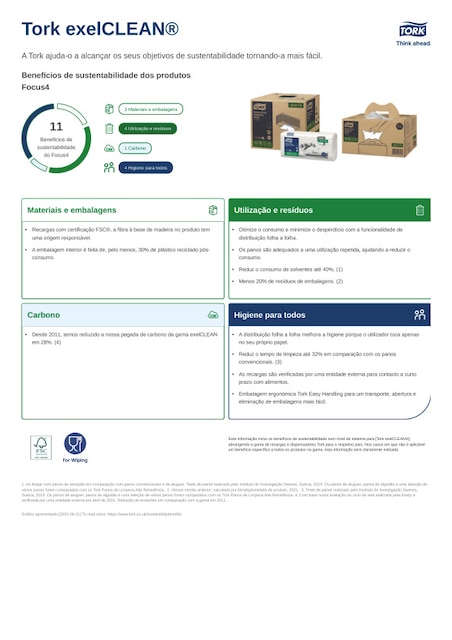 Folha de sustentabilidade dos produtos