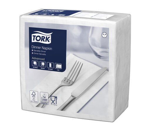 Tork White Dinner Napkin 1/8 Folded