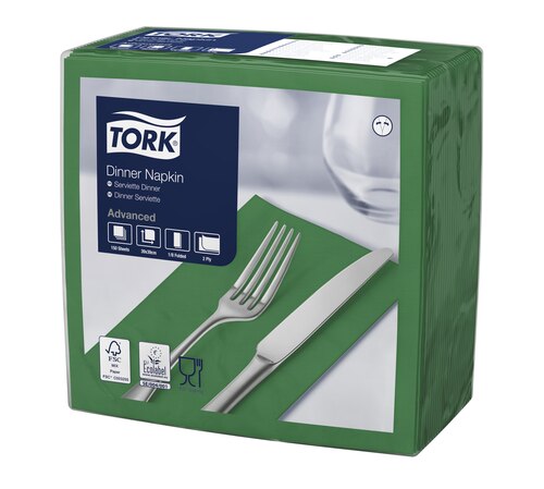 Tork Tovagliolo Dinner verde scuro (piegato in 8)