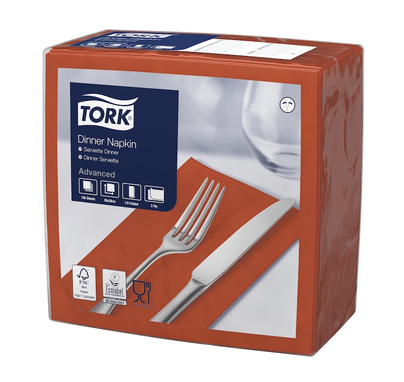 Tork Terracotta Dinner Napkin 1/8 Folded