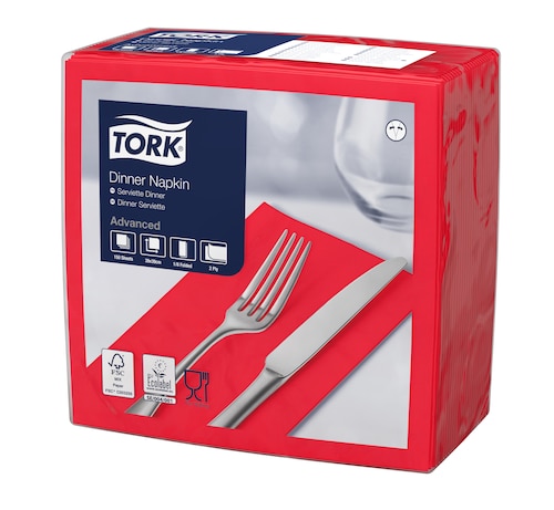 Tork Red Dinner Napkin 1/8 Folded