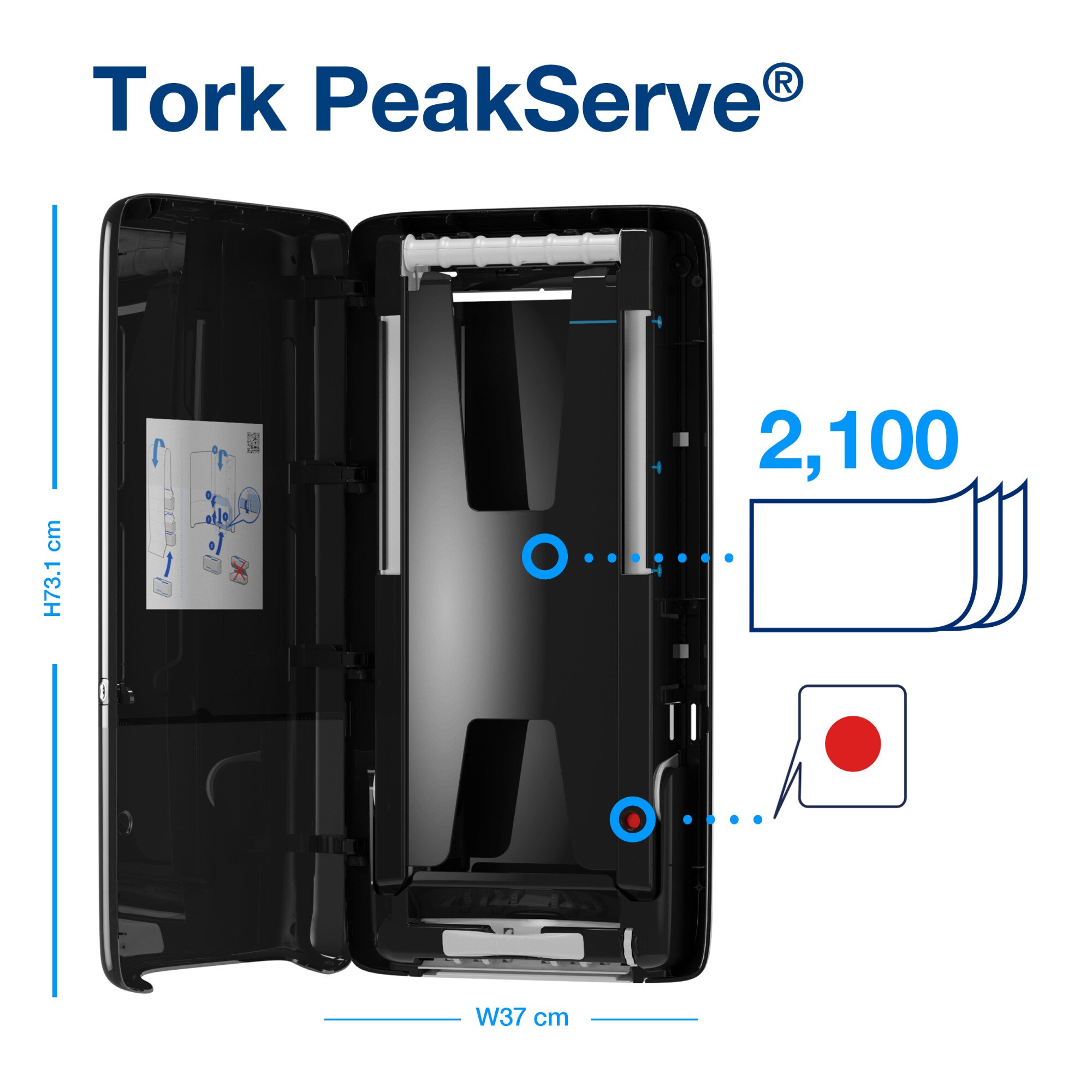 Tork PeakServe® Sürekli™ Kağıt Havlu Dispenseri Siyah H5