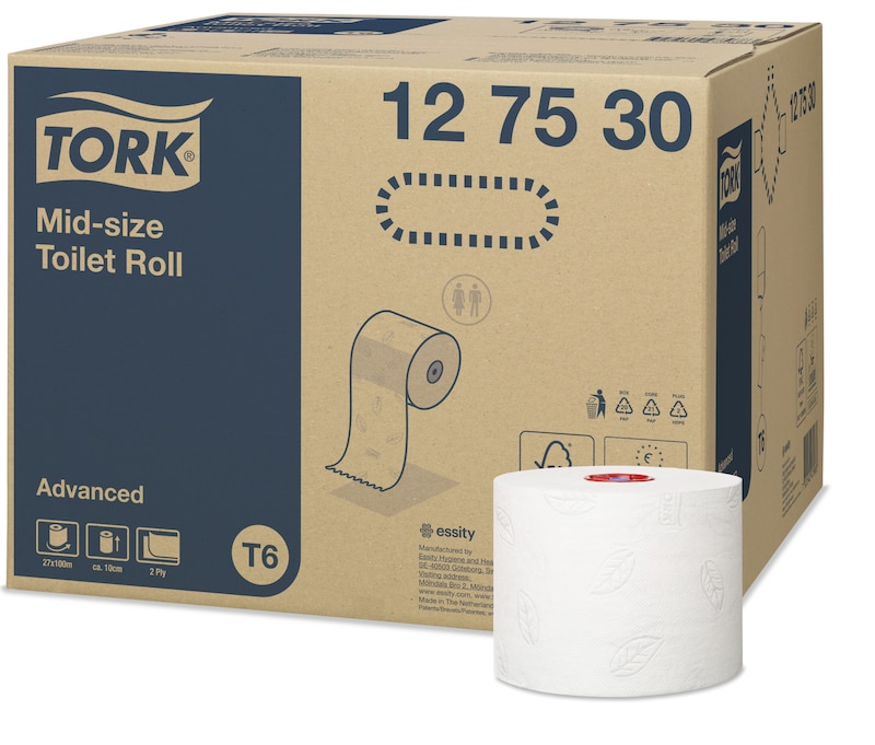 Tork Papier toilette rouleau Mid-size Advanced, 127530, Papier toilette, Recharges