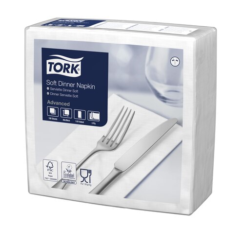 Tork Soft bela servieta za večerjo, 1/8 zložena