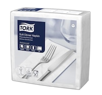 Tork Soft  χαρτοπετσέτα δείπνου σε White, διπλωμένη κατά το 1/8