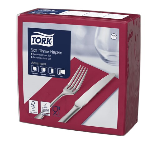 Tork Tovagliolo Dinner Soft bordeaux (piegato in 8)