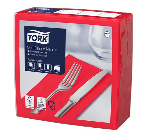 Tork Tovagliolo Dinner Soft rosso (piegato in 8)