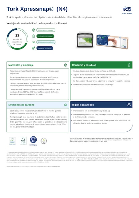 Hoja de producto de sostenibilidad