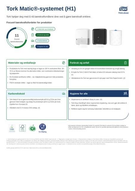 Produktark om bærekraft