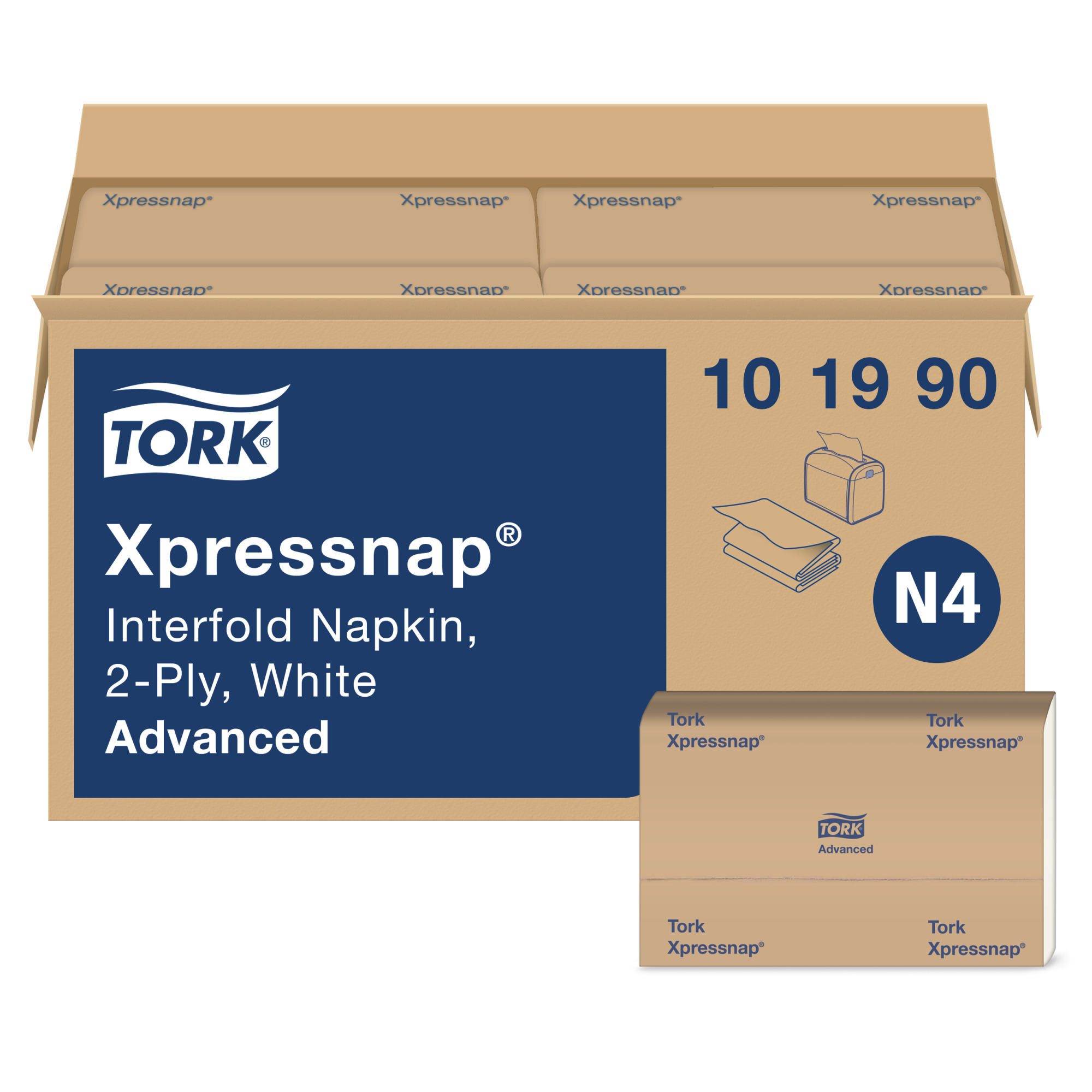 Tork Advanced Xpressnap® 2-ply White Dispenser Napkin