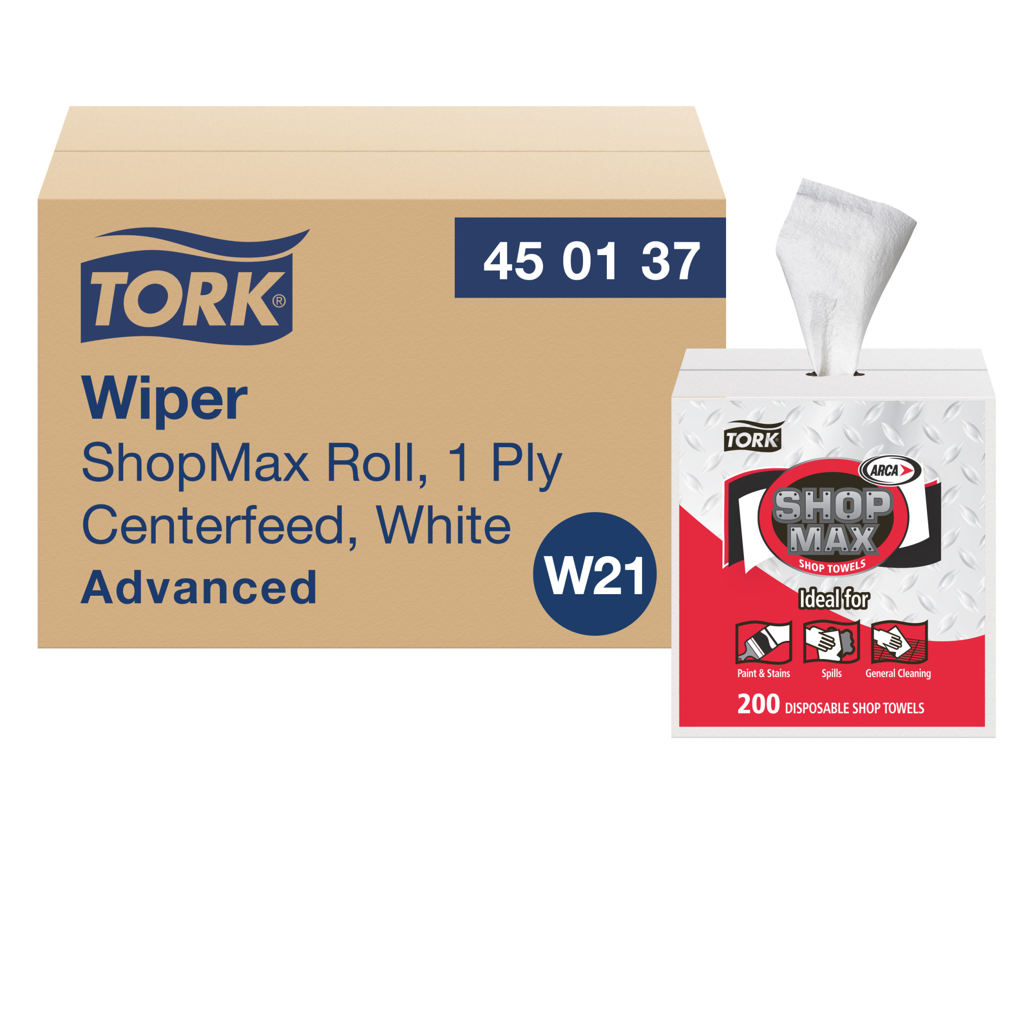 Essuie-mains en papier ultra-résistant Tork ShopMax  à dévidage central Blanc Libre service