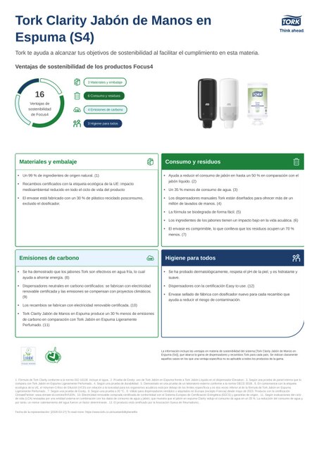 Hoja de producto de sostenibilidad